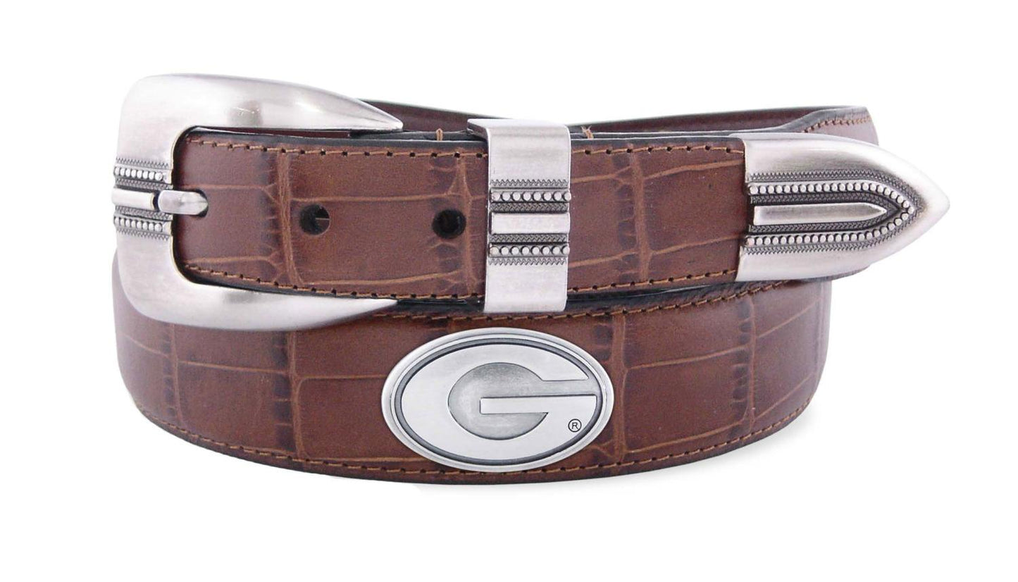 BROWN UGA CROCO BELT