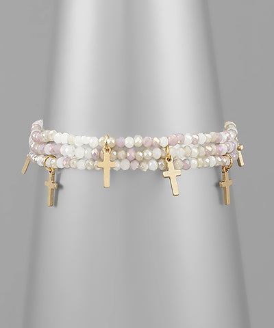 Cross Charm Bead Bracelet