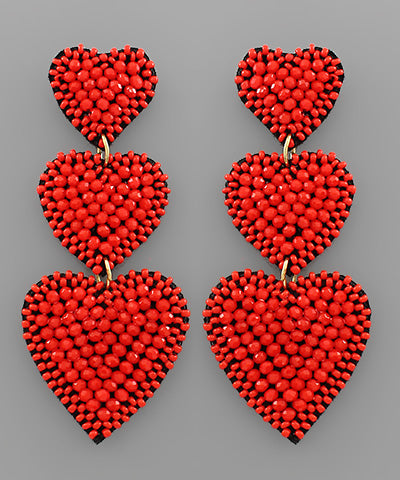 3 Heart Beaded Earrings