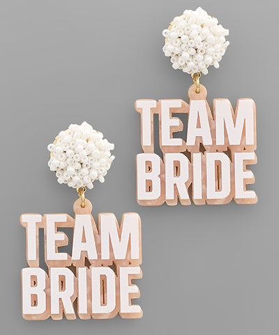 TEAM BRIDE BEAD POM EARRING