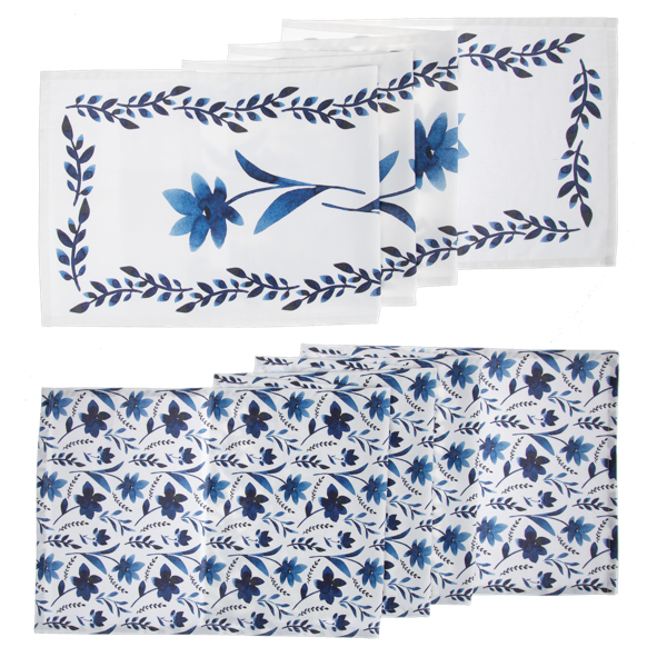Blue & White Watercolor Floral Table