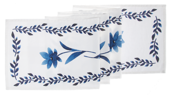 Blue & White Watercolor Floral Table
