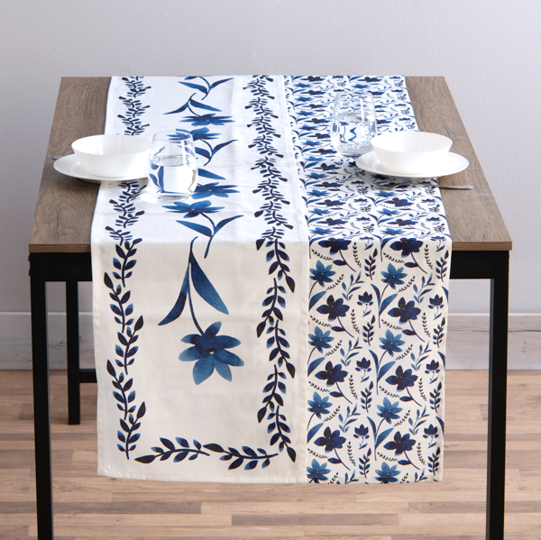 Blue & White Watercolor Floral Table