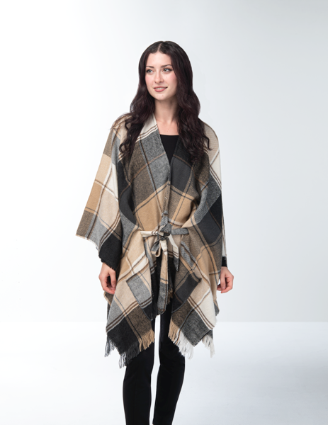 Plaid Belted Wrap