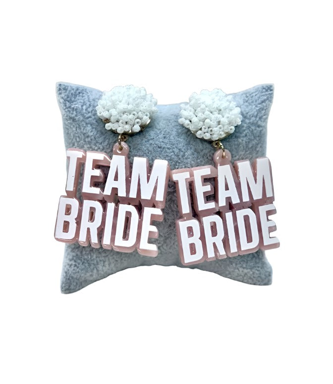 TEAM BRIDE BEAD POM EARRING