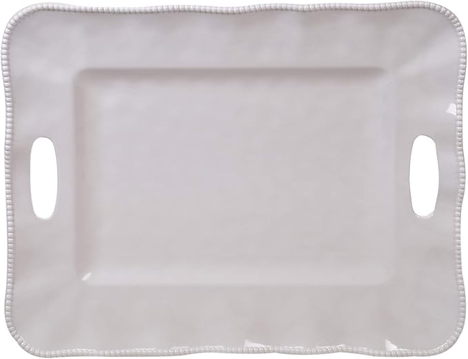 Perlette Cream Rectangular Tray with Handles 19" x 15"