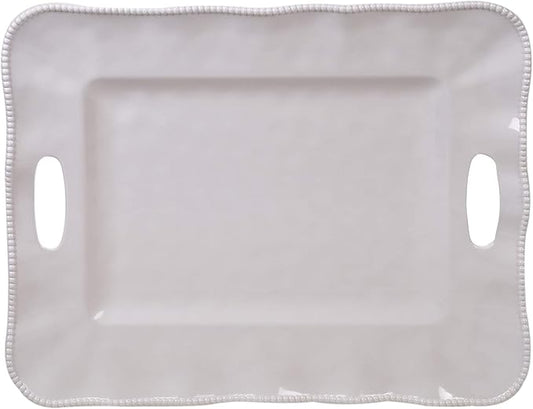 Perlette Cream Rectangular Tray with Handles 19" x 15"