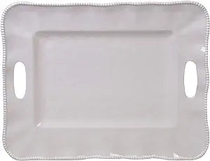 Certified International Perlette Cream Rectangular Tray withHandles 19" x 15"