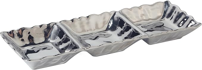 Certified International Silver Coast 3 Section Tray 15" X 5.5"