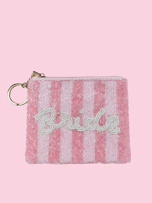 PINK STRIPE BRIDE COIN PURSE