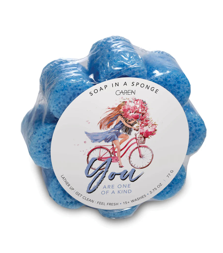 Caren Original Shower Sponge - YOU are one of a Kind - Blue Linen