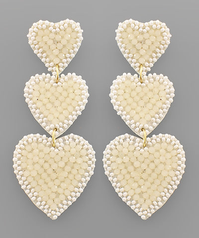 3 Heart Beaded Earrings