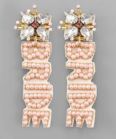 JEWEL TOP BEAD BRIDE EARRING