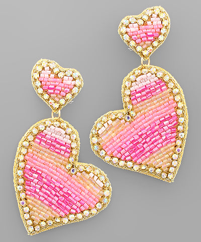 Double Heart Beaded Earring