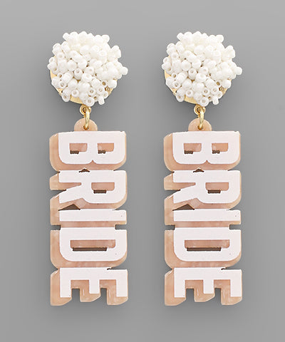 BRIDE BEAD POM EARRING