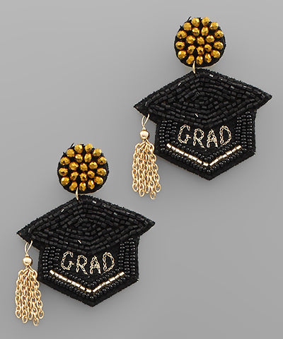 Beaded Grad Cap Earring