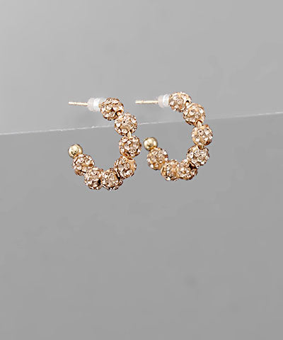 SMALL PAVED BALL HOOPS ROSE GOLD