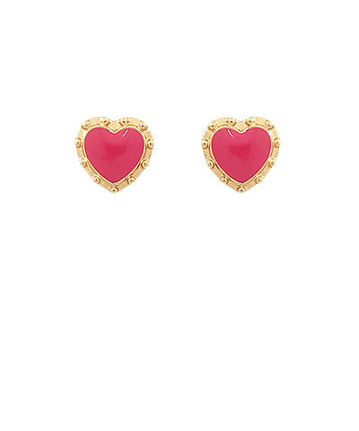 Epoxy Pink Heart Studs