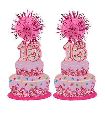 Glitter Birthday Cake Earring