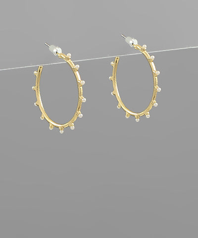 25MM BEADED METAL HOOPS GOLD