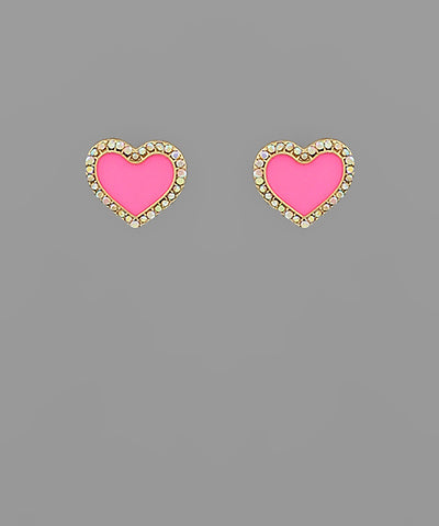 Crystal Heart Stud Earrings