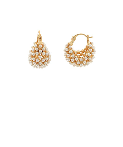 PAVE PEARL DOME HOOPS