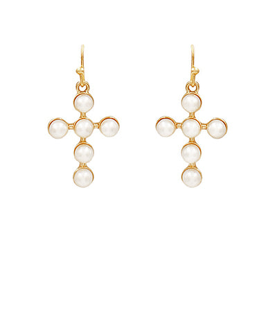 PEARL CROSS EARRINGS