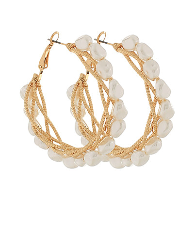 PEARL AND TWISTED WIRE HOOPS