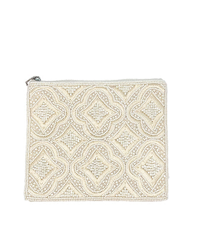 BEADED WHITE COIN PURSE