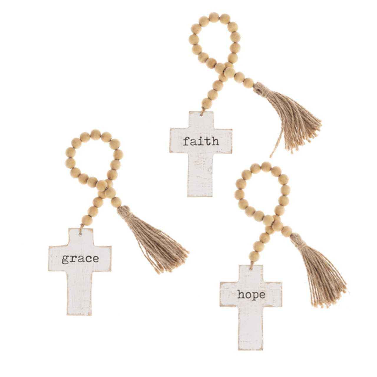 Cross on Beaded Tassel Hanger