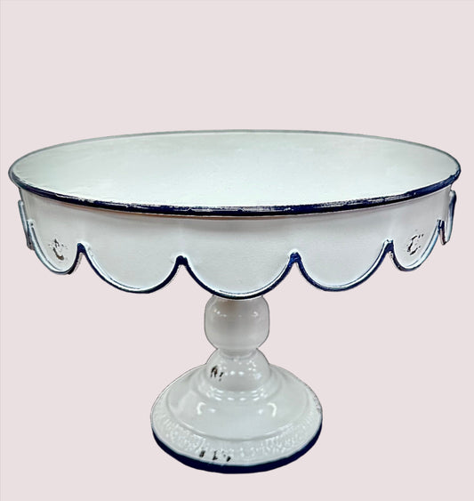 Large Blue and White Metal Cake Stand