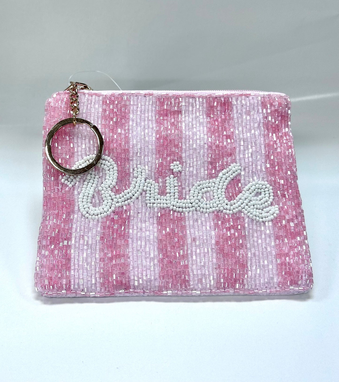 PINK STRIPE BRIDE COIN PURSE