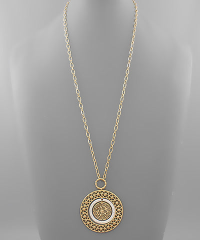 Filigree 2Tone Disc Necklace