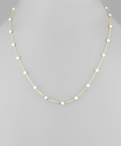 Pearl Thin Chain Necklace