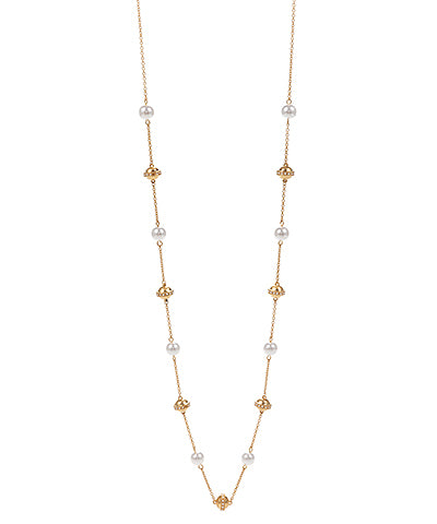 Pearl Metal Ball Chain Necklace