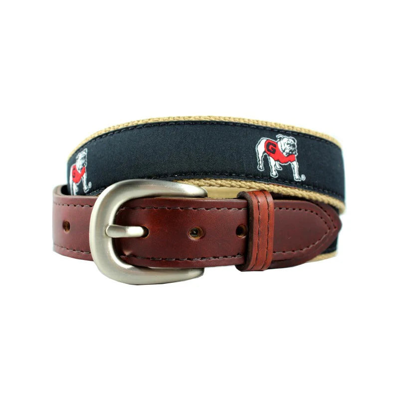 BLACK BULLDOG RIBBON BELT