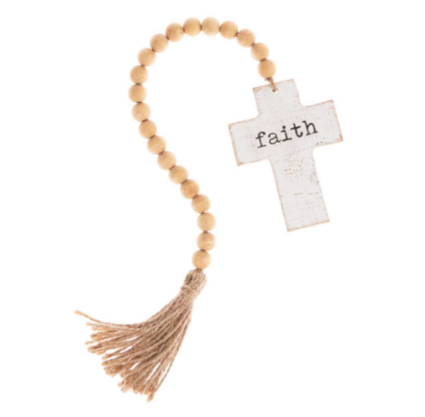 Cross on Beaded Tassel Hanger