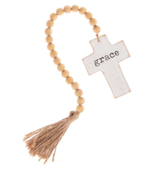 Cross on Beaded Tassel Hanger