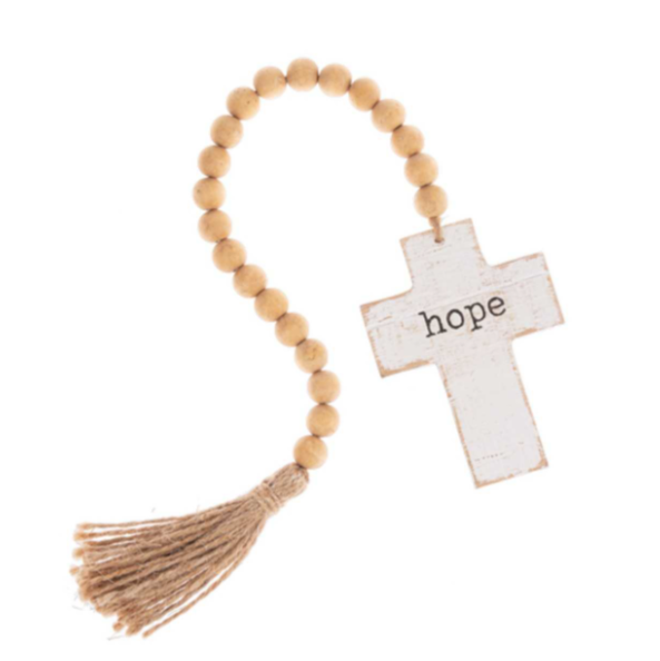 Cross on Beaded Tassel Hanger