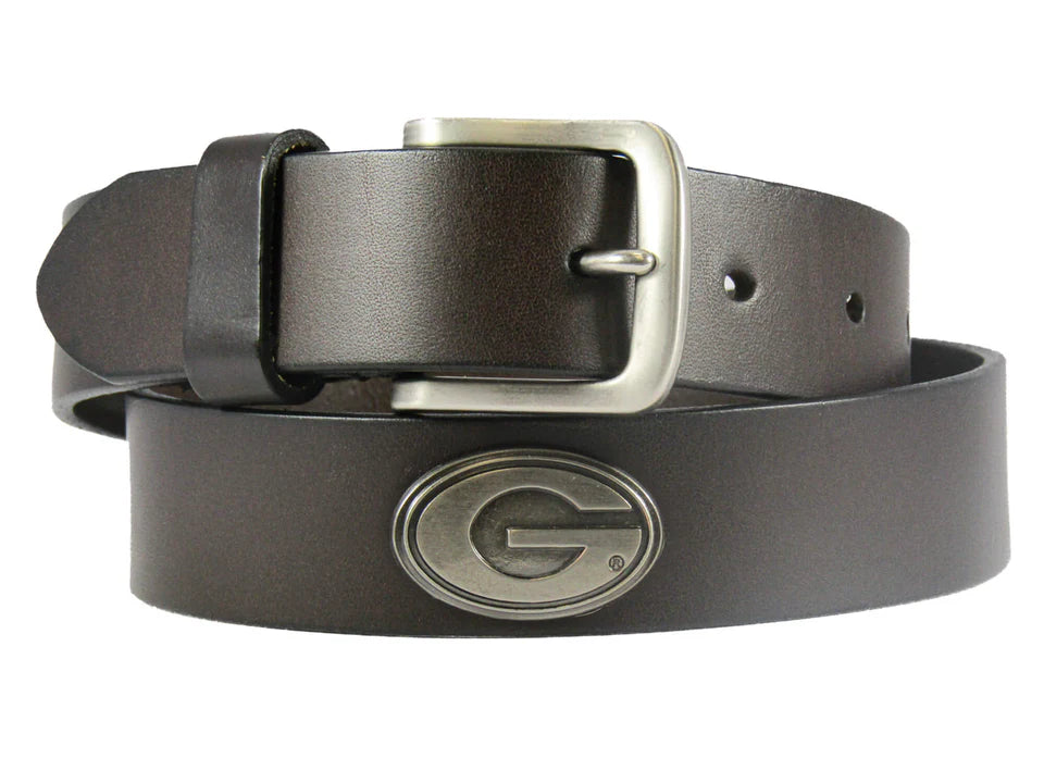 BROWN UGA LEATHER BELT