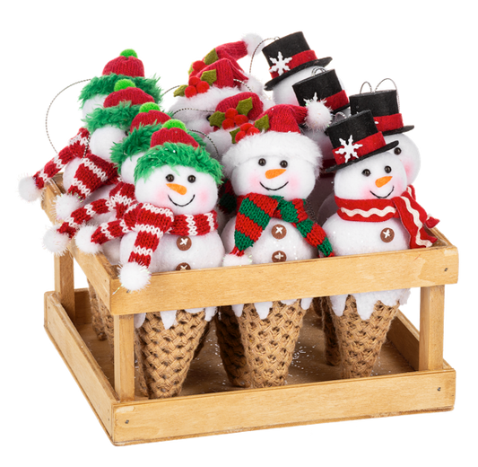 Ice Cream Snowman Stuffed Ornament