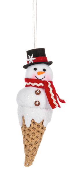 Ice Cream Snowman Stuffed Ornament