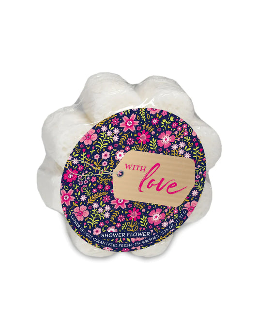 "With Love" Shower Sponge White