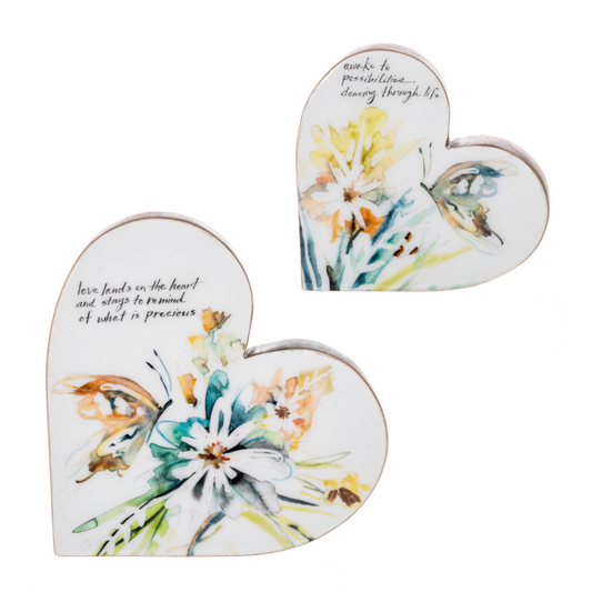 Watercolor Heart Message Figurine