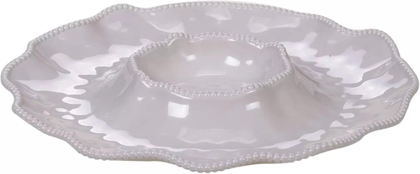 Perlette Cream Chip & Dip Platter 14.5"