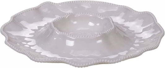Perlette Cream Chip & Dip Platter 14.5"